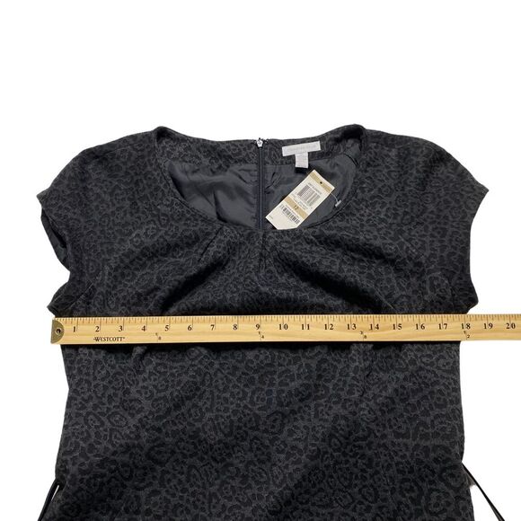 Charter Club Animal Print Knit Lined Dress with Belt Gray Sz 12 NWT - Picture 8 of 12